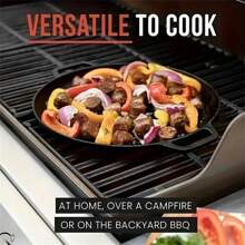 1pc Multi-Functional Cast Iron Skillet - Non-Stick Suitable For Pizza, Grill, Pancake - Compatible With All Stoves, Ideal For Home Kitchen And Outdoor Cooking