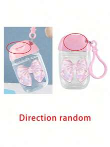 30毫升粉色透明空可重复灌装按压瓶，带蝴蝶结和钥匙扣，可重复使用旅行装，适用于液体、乳液、面霜等，是送给女性、母亲、教师、朋友、学生、返校季、情人节、母亲节的理想礼物，容量1盎司。