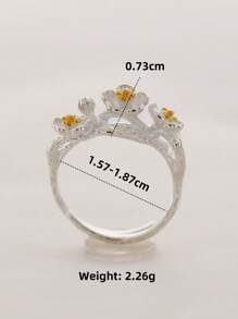 Flyleaf 1 Piece Vintage S925 Sterling Silver Branch Plum Blossom Flower Open Rings For Women Female Retro Daily Wear Naturalism Fine Jewelry