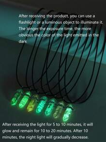 7pcs Multicolor Glow-In-The-Dark Resin Inlaid Star Hexagonal Column Pendant Necklace Set, Suitable As Valentine's Day, Friends, Daily Wear Gift