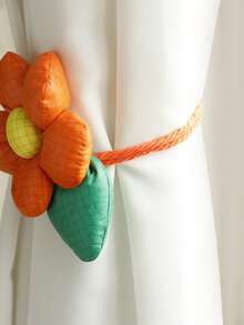 2 Pieces Large Cloth Flower Curtain Tieback Wedding Decorative Holdbacks Rope American Rustic Style Drapery Holder Clip For Girl's Room - Multicolor - View 7