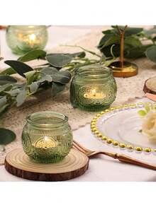Vintage Glass Candle Holders]Vintage Glass Scented Candle Holders - Bulk Green Color Candle Holders For Party Decorations, Tea Lights And Wedding Shower Favors, Birthday Gifts, Graduation Gifts - View 9
