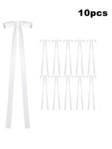 1/5/10Pcs Satin Wedding Chair Bows With Long Tails 43.3In Wedding Aisle Decorations Sashes With Ties White Chair Sashes Draping Ribbons Bows For Wedding Banquet Party Bridal Shower Events Paty Decoration