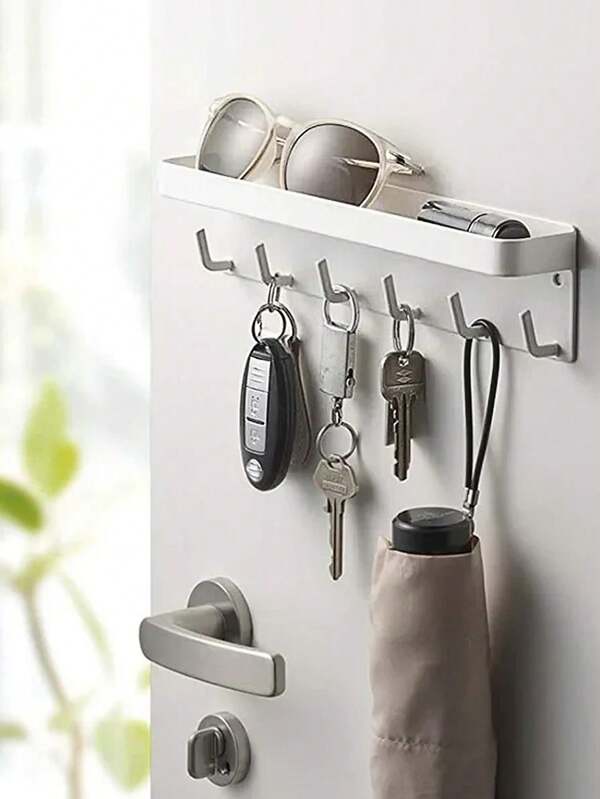 Wall-Mounted Key Storage Rack, Hook For Entrance Hall, Bedroom, Bathroom, Kitchen, No-Drill Door-Mounted Hanging Rack With Multiple Hooks