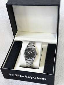 PABLO RAEZ 1pc Stainless Steel Men's Watch Black Suit Gentleman Wristwatch Top Brand New Luxury 50M Water Resistant Silver Color Jewelry Non Tarnish Simple Calendar Clock Men's Solid Bracelet Steel Chain Quartz Watch Fashion Diamond Scale High Level Business Wristwatch For Daliy Use Luminous Hand Gift For Father Or Male Friends Birthday Graduation Wedding Presents