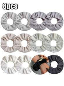 Set de 8 fundas multifuncionales para guardar gomas de pelo - Organizador portátil y escondite para dinero, no impermeable, con bolsillo secreto para llaves, efectivo, audífonos y otros accesorios - Accesorio de banda para el cabello de poliéster con estilo bohemio y gran capacidad para maquillaje, lápiz labial, cepillos, productos de cuidado de la piel, teléfono móvil, monedas y otros artículos pequeños, ideal para usar en casa, de regalo, vacaciones y festivales como Halloween y Navidad