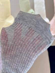 1 Pair Women's New Style Pile Pile Thin Breathable Mid-Calf Socks With Lace Trim, Ballet-Inspired, Korean , Spring, Solid Colors