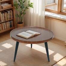 2pcs Modern Minimalist Round Wooden Coffee Tables, Practical And Durable