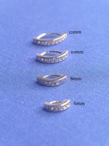 1PC 925 Sterling Silver Clicker Belly Button Ring For Women Cute CZ Small Hoop Simple Reverse Navel Piercing Jewelry