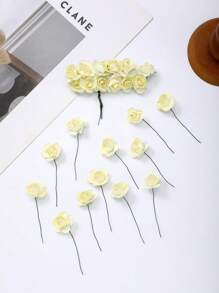 3 lots de roses miniatures artificielles en papier de couleurs mélangées, fleurs artisanales petites pour artisanat, fleurs miniatures pour bouquet de mariage. Fleurs en papier miniatures avec tiges pour artisanat DIY, scrapbooking et embellissement