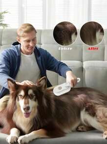 1 Pieza Peine vaporizador y masaje para mascotas, limpiador de pelo flotante para gatos y perros, sin necesidad de bañar, peine vaporizador de masaje sin enjuague, cepillo de un solo toque, carga USB, adecuado para gatos y perros, herramientas de cuidado diario, herramientas portátiles de acicalado de pelaje