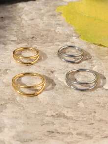 1pc Stainless Steel Double Line Nose Ring, Minimalist & Fashion Hiphop Streetwear Accessory, Unisex, Suitable For Daily & Party Wear - Multicolor - View 6