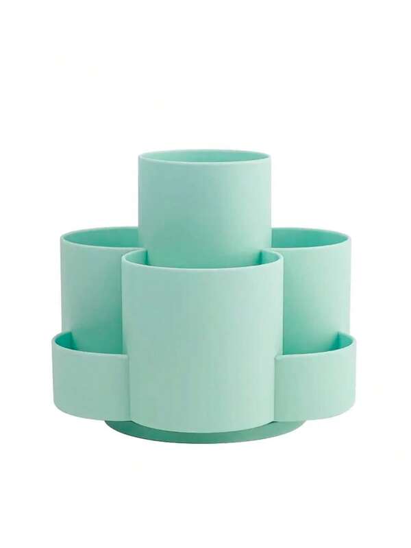 Organizador de Mesa Multi Divisórias Redondo Flor Giratório Porta Caneta Lápis Treco Multifuncional