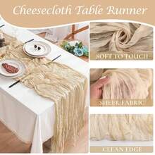 Cheesecloth Bali Boho Farmhouse Table Runner, Gauze Cheesecloth Table Cloth For Wedding Party Bride Spring Home Decor - Multicolor - View 27