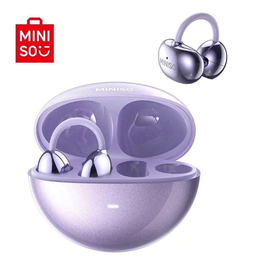 Miniso Cuffie senza fili per traduzione AI MS192, con bassi profondi, alti chiari e voci delicate, per un suono potente. Possono essere indossate per 24 ore senza alcuna sensazione sgradevole. Design alla moda degli auricolari a forma di pianeta, adatti per corsa, ciclismo e altri sport - Viola MS192 AI - Visualizzare 1