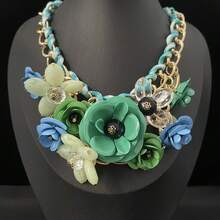 1 pieza Collar bohemio retro floral colorido para mujer, cadena clavicular de cuerda, accesorio de moda como regalo - conjunto de joyas - Ver 7