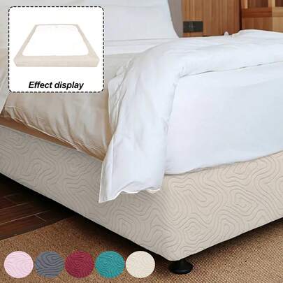 1pc Jacquard Solid Wrap-Around Bed Skirt, Elastic Bed Cover To Protect Your Bedding And Add Home Fashion, Suitable For All Seasons