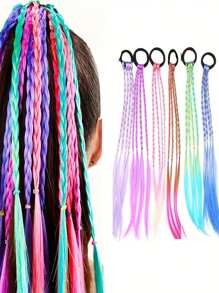 Set de 6 coleteros de pelo con efecto ombré de varios tamaños, versátiles y casuales, aptos para uso diario