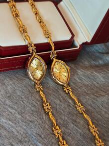 1 Nuevo reloj pulsera dorado de mujer estilo vintage de lujo, moda simple y elegante, reloj ligero y elegante, versátil, reloj de cuarzo apto para fiestas, vacaciones y uso diario, el regalo perfecto para San Valentín, cumpleaños, Día de la Madre, para amigos