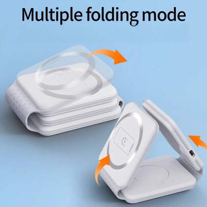 三合一无线充电器兼容 12/13/14/15/16、3/Pro，可折叠磁性无线充电站，适合旅行