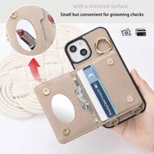 Etui na telefon Apple Sequin z smyczą, etui ochronne na telefon z lustrem, odporne na upadki i zabrudzenia, ekskluzywne wzornictwo, modne etui na telefon, kompatybilne z 6/7/8/SE2/SE3/11/12/13/14/15/16 Pro, 16 Promax, wodoodporne, odporne na wstrząsy i zarysowania