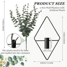 Jexine Hanging Planters With Artificial Eucalyptus Metal Hanging Vase Indoor Plants Holder Modern Geometric Boho Bathroom Wall Decor For Living Room Home Office (,4 Pcs) - White - 查看 8