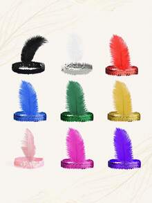 1件/3件/6件装 女士1920年代复古羽毛头饰发饰，舞会、婚礼、嘉年华装饰情人节配饰