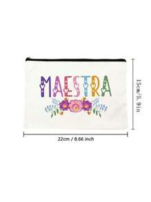 1pc Teacher Gifts,To Best Teacher Ever Letter Print Makeup Bag,Gift Bag Zipper Bag For Travel Makeup Bags Makeup Organizer Make Up Organizer Makeup Storage Makeup Pouch Make Up Pouch,For Holiday Beach, Bathroom Collection, Bedroom Collection, Large Capacity