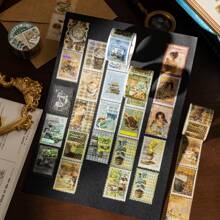 1 Rolle 2m Retro Stempeldekorative Washi Tape, kreative ästhetische Aufkleber, DIY-Dekorationen für Scrapbooking, Tagebücher, Geschenke, personalisierte Scrapbooks, Schulbedarf, Schulbedarf, Schulanfang