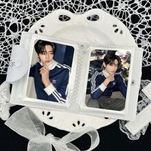 1 peça de álbum de fotos estilo pôster branco com folhas soltas, porta-cartões de fotos K-Pop, livro de cartões de fotos EN-Photo Card, 3-3,5 polegadas, alta capacidade de 32 folhas, livro de cartões de fotos com padrão de borboleta