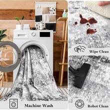 Abstract Area Rug For Living Room, Non-Slip Backing Washable Rug Low Pile Area Rug Carpet For Bedroom Dining Room - 淺灰色 - 查看 5