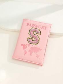 Capa Para Passaporte Com Letras De A A Z, Porta-Passaporte De Viagem Com Estampa De Mapa, Pasta Para Passaporte Rosa, Carteira Para Passaporte Para Viagens De Negócios