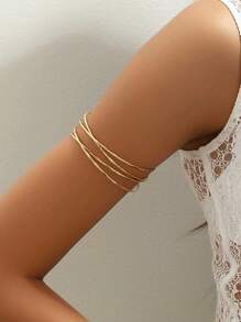 1 pieza Brazalete de oro de apertura de brazo, joyería de manguito para el brazo superior, brazalete de manguito para mujeres y niñas