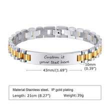 Personalized Engraved Name Men's Watch Chain Bracelet, 10mm Custom Nameplate Logo Bracelet, Customized Laser Engraved Couples Watchband Bracelet, Stainless Steel Men's Bracelet Women's Watchband Black Engraved Text ID Bracelet Gift Jewelry, Personalized Engraved Birthday Date Couples Bracelet, Anniversary Date Bracelet, Custom Couples Name Laser Couples Surname Bracelet, Gift For Boyfriend, Father, Father's Day Personalized Wrist Chain, Customized Gift - Watch Chain - View 15