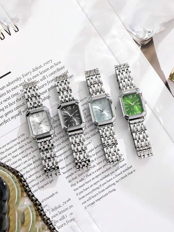1 pezzo Orologio al quarzo minimalista ed elegante con quadrante a barra, cinturino in acciaio inossidabile, adatto come regalo per compleanni e lauree