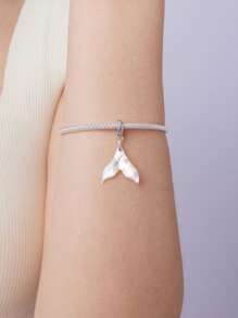 WOSTU 1pc 925 Sterling Silver Dream Mermaid Tail Pendant Elegant Cute Fritillaria Mermaid Design Charm Fit DIY Original Bracelets And Necklaces For Women Fine Jewelry Accessories