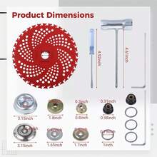 9"X 36 Teeth Carbide Tipped Blade Kit For Brush Cutter Trimmer W-Eed Eater 2 Pack, Fit For Brush Cutter, Trimmer, W-Eed Eater - 紅色 - 查看 8