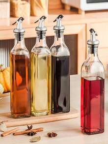 1pc Glass Salad Dressing Dispenser Bottle, Baking & Cooking Vinegar Liquids Storage Container, Kitchen Oil Pourer Holder - Multicolor - View 10