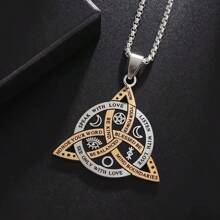 Collier pendentif avec nœud celtique de sorcière viking pour hommes, chaîne à runes, Odin gothique, acier inoxydable, amulette de protection, cadeaux de bijoux