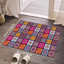 Bohemian Abstract Pattern Style Doormat, Suitable For Indoor And Outdoor Use, Low-Profile Design, Machine-Washable Rug, Dotted Non-Slip Backing, Ideal For Front Doors And Entryways Outdoor Rug Door Mat Bathroom Decor Summer - Multicolor - View 19