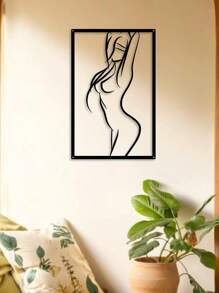 1PC Living Room Wall Art ,Abstract Female Outline Iron Wall Hanging Black