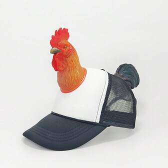 Sombrero de sol único para exteriores, gorra de béisbol con decoración de gallo y pato en 3D, de moda y cómoda, gorra de malla ligera y transpirable, gorra de camionero, accesorio novedoso para navidad, fiesta de cerveza