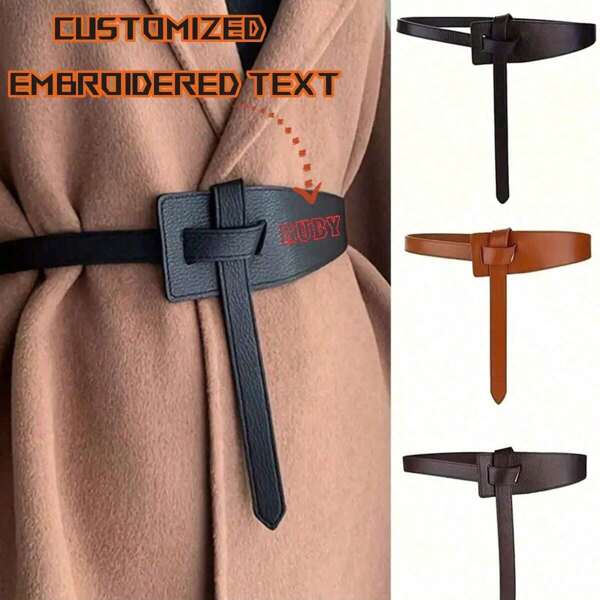 1 Stück personalisierter geknoteter Taillengürtel, asymmetrische geschlossene Taillenknoten-Details, eleganter elastischer PU-Ledergürtel, Boho-Stil geeignet für Kleider, Partys und Lässig mode, Kleidergürtel, Taillengürtel-Accessoire, Valentinstag, Muttertag, Weihnachtsgeschenk