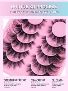 6 pares/paquete Pestañas postizas de visón naturales y gruesas con volumen dramático y revuelto. Pestañas falsas voluninosas y vaporosas de 8D que duran mucho, con aspecto de ojos foxy estilizador. Tiras de pestañas postizas completas para alargar y dar volumen a la esquina exterior del ojo.