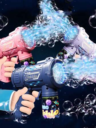 Interesting Rocket Bubbles Gun - Electric Bubble Maker Machine For Outdoor Party, Wedding, Beach And Pool Entertainment - Perfect Birthday Gift (No Fluid And Battery Included) - Plastic Design