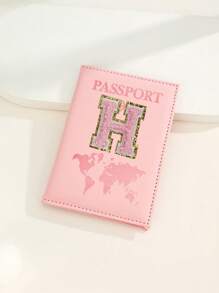 Capa Para Passaporte Com Letras De A A Z, Porta-Passaporte De Viagem Com Estampa De Mapa, Pasta Para Passaporte Rosa, Carteira Para Passaporte Para Viagens De Negócios