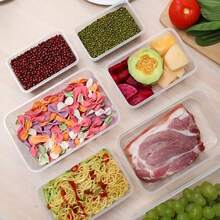 1個透明塑料食品儲存盒，長方形密封保鮮盒，適用於冰箱、微波爐便當盒，適合存放水果、蔬菜、起司，透明耐熱廚房收納盒 - 彩色 - 查看 4