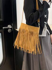 大容量时尚简约优雅单肩包女，新款韩版腋下托特包 - 摩卡棕 - 查看 6