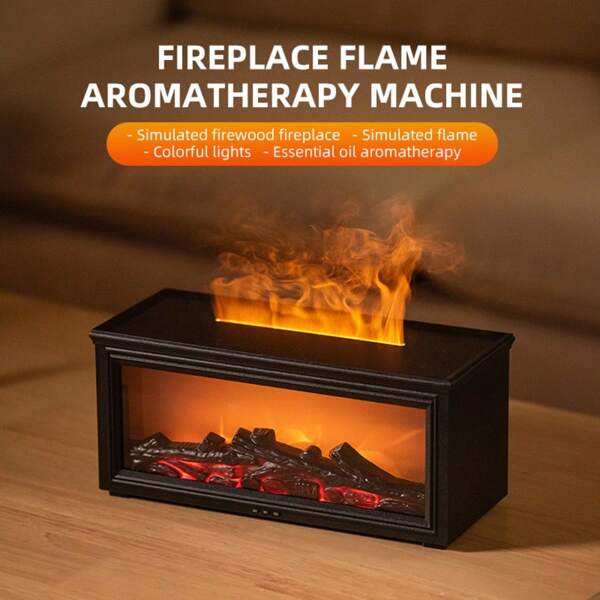 1pc New Design Simulation Fireplace Flame Portable Home Diffuser Humidifier 280ml 7 Color LED Light Home Essential Oil Aroma Diffuser