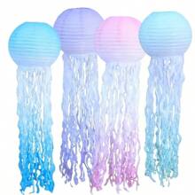 Lanterne din hârtie cu meduze Decorațiuni pentru petreceri tematice pe ocean, fier și hârtie, versatile pentru nunți, petreceri de burlac, bar/Bat Mitzvah, nuntă, ziua de naștere, petrecere de burlac și sărbători generale
